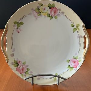 NIPPON ANTIQUE HAND PAINTED FLORAL SERVING PLATE PLATTER DISH